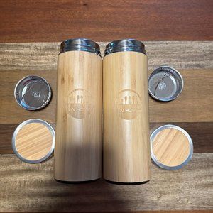 2 VNHOME Bamboo Insulated Loose Leaf Tea Infuser Stainless Double Wall Vacuum St